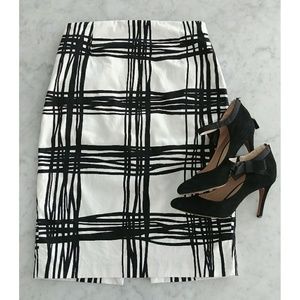 Express Black + White High Waisted Pencil Skirt